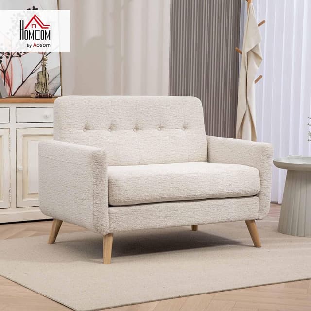Detalle de HOMCOM Sofá 2 plazas beige 114 cm