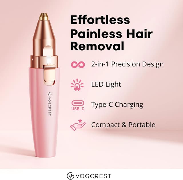 Detalle 2 de VG VOGCREST Eyebrow Facial Trimmer 2‑in‑1 rechargeable facial razor 🎀