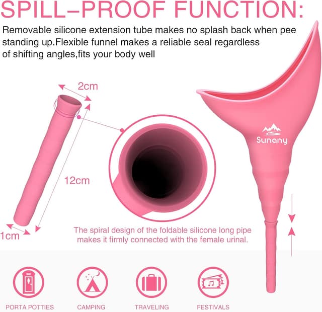 Detalle de Urinella für Frauen – wiederverwendbares tragbares Urinal aus weichem Silikon für Stehen oder Hocken