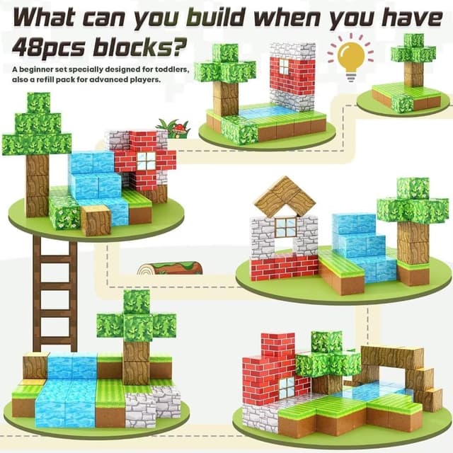 Thumbnail 5 de Build Mine Magnet World 48PCS magnetic blocks set 🧩