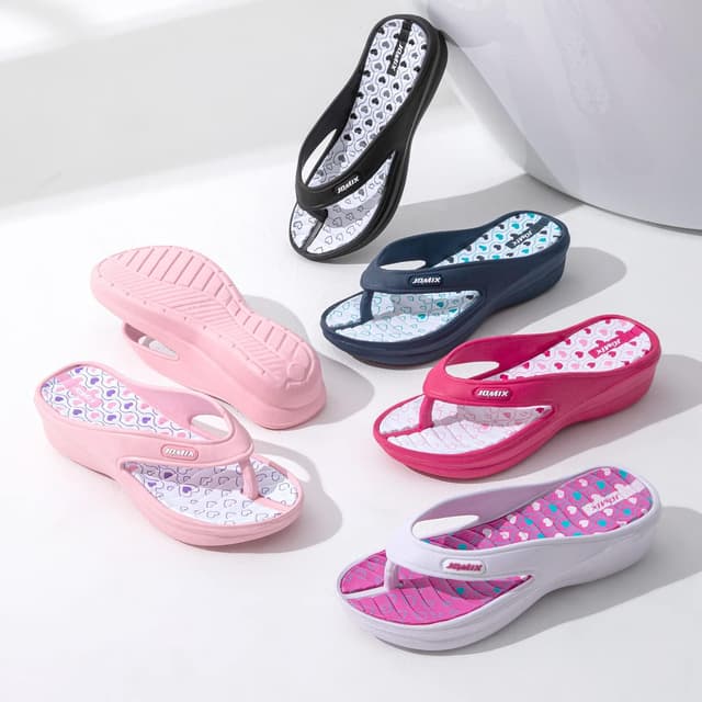 Detalle de JOMIX Tongs femme été à talon compensé — sandales imprimées en EVA, antidérapantes pour douche, plage et piscine
