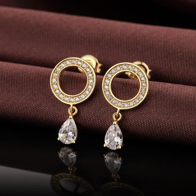 Detalle 2 de Jiamiaoi Tropfen-Ohrringe aus 925 Sterlingsilber vergoldet in Weißgold-Optik mit Zirkonia (Damen)