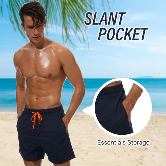 Detalle de Aisprts Costume da bagno uomo traspirante ad asciugatura rapida con 3 tasche e coulisse regolabile (S–XXL)