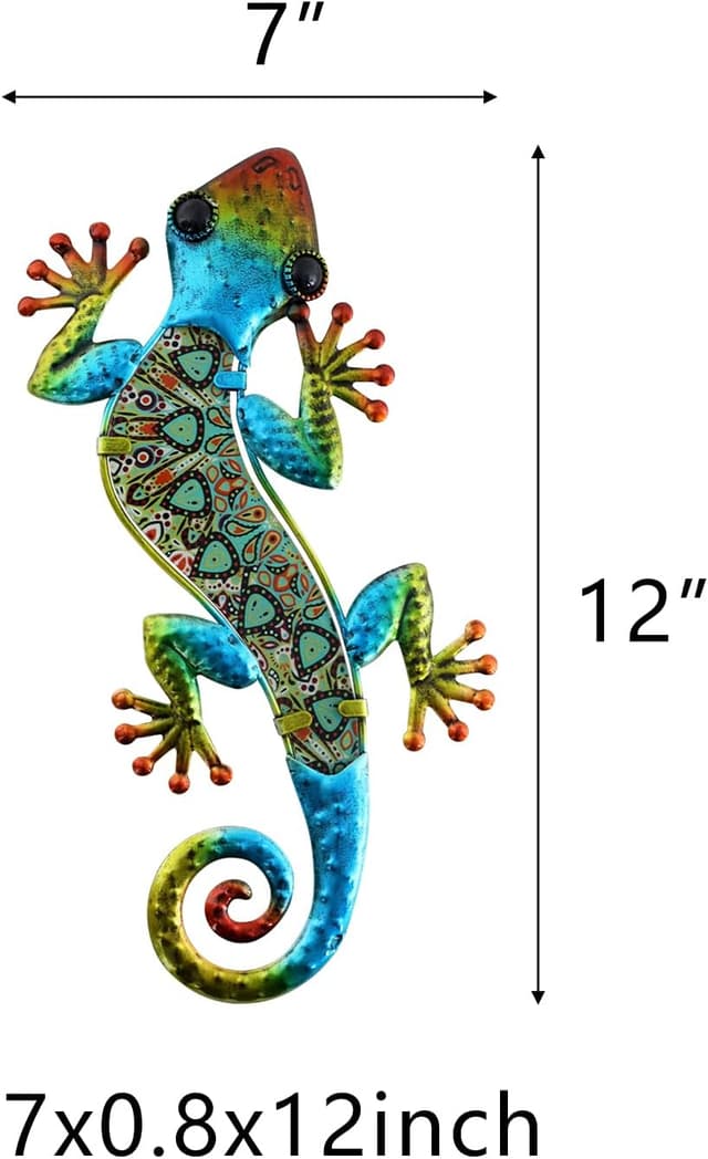 Detalle de HONGLAND Metall-Gecko-Wanddekoration „Symphonie“ – Wandbild aus Metall & Glas, 2er-Set für innen & außen