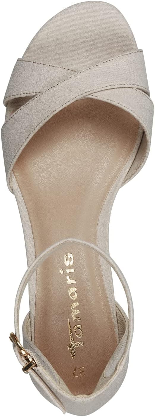 Detalle de Tamaris Sandalette Damen Vegan Elegant – bequeme Blockabsatz-Sandalette mit ANTIslide