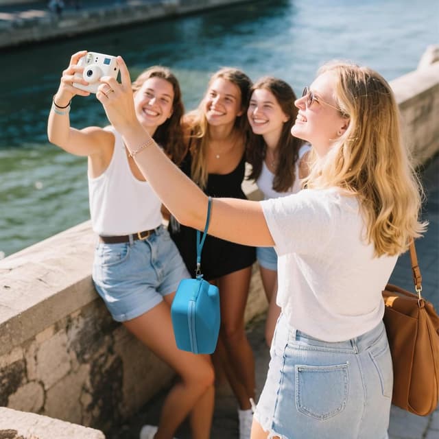 Detalle 2 de XANAD Tasche für Kamera – kompatibel mit Polaroid Now Gen 3 / Now Gen 2 / Polaroid i Type (Blau)