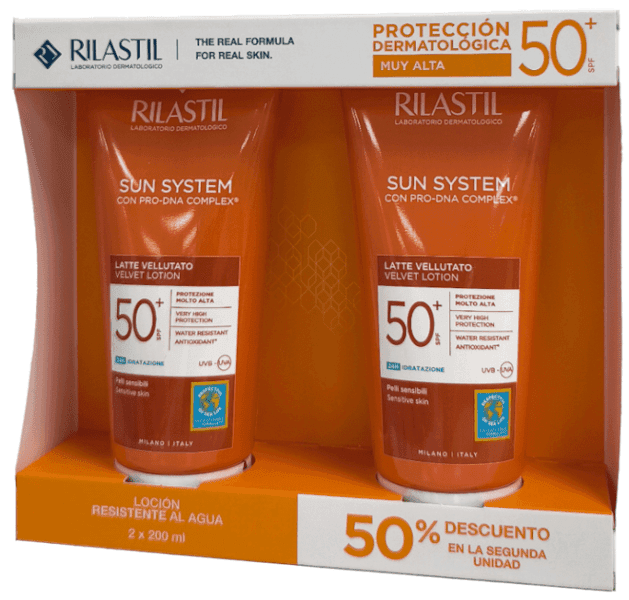 Detalle de Rilastil Sun System Leche SPF50+ 2x200 ml