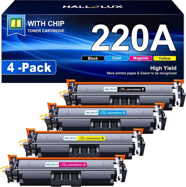 Detalle de HALLOLUX 220A / 220X Toner-Set kompatibel mit HP 220A (Multipack, 4er-Pack) für Color LaserJet Pro MFP 4302dw & Co.