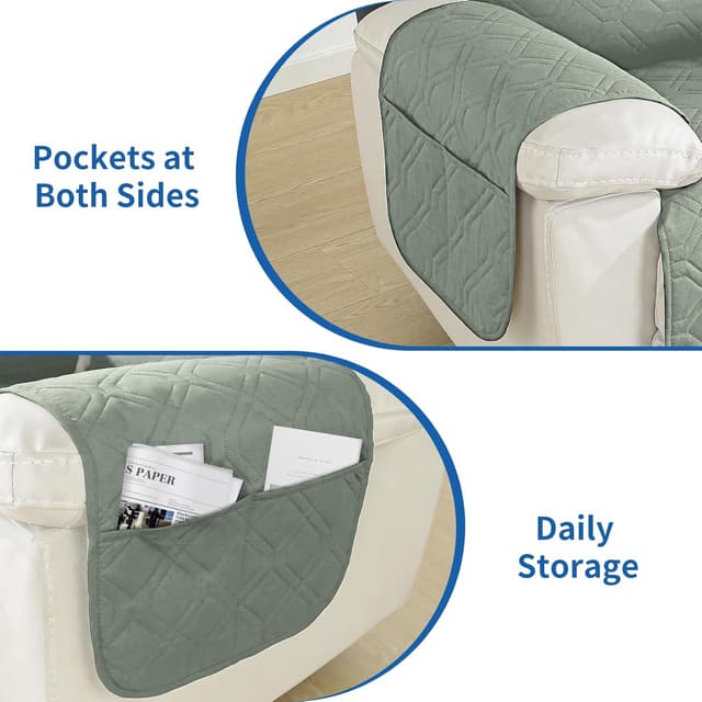 Thumbnail 6 de YSTELLAA Copripoltrona Relax Reclinabile Grande 1 posto impermeabile verde chiaro, con braccioli rimovibili