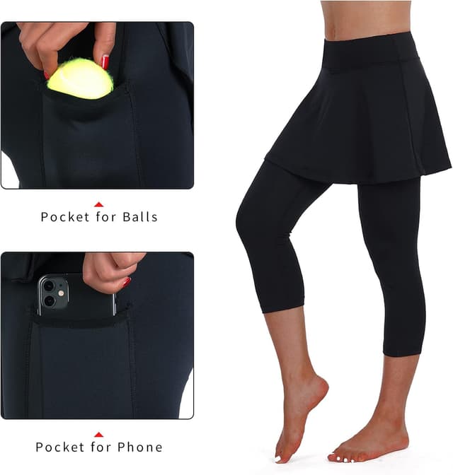 Detalle 2 de ANIVIVO Skirted Legging for Women with Pockets and Flared Skirt (3/4 Length)