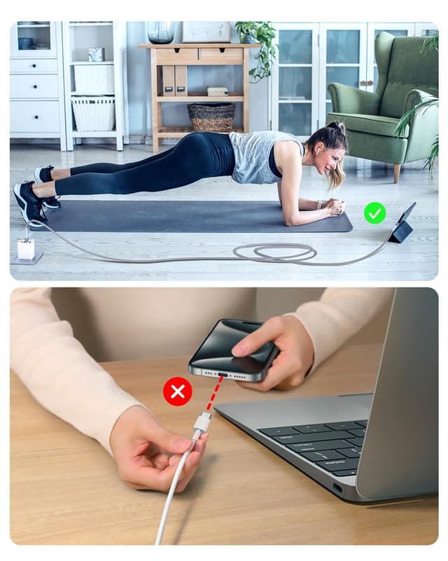 Detalle de XUDUO Long iPhone Charger (3m) – MFi-certified Lightning cable for fast charge & sync