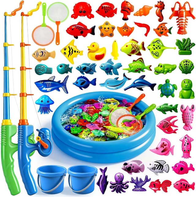 Detalle de XXL Angelspiel-Set mit Planschbecken und 2 Angeln für Kinder ab 3 Jahren