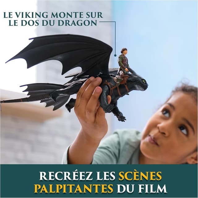 Detalle de Figurines articulées DreamWorks Dragons : Krokmou + Viking Harold (duo) pour enfants dès 4 ans