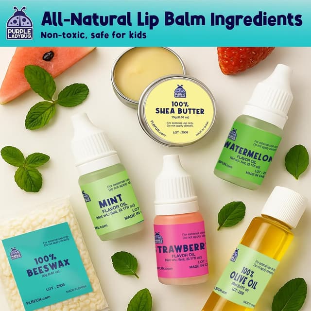 Detalle de Purple Ladybug DIY Lip Balm Making Kit for Kids (Easter & Birthday Gifts) — Make 10 Personalized Balms with 3 Flavors
