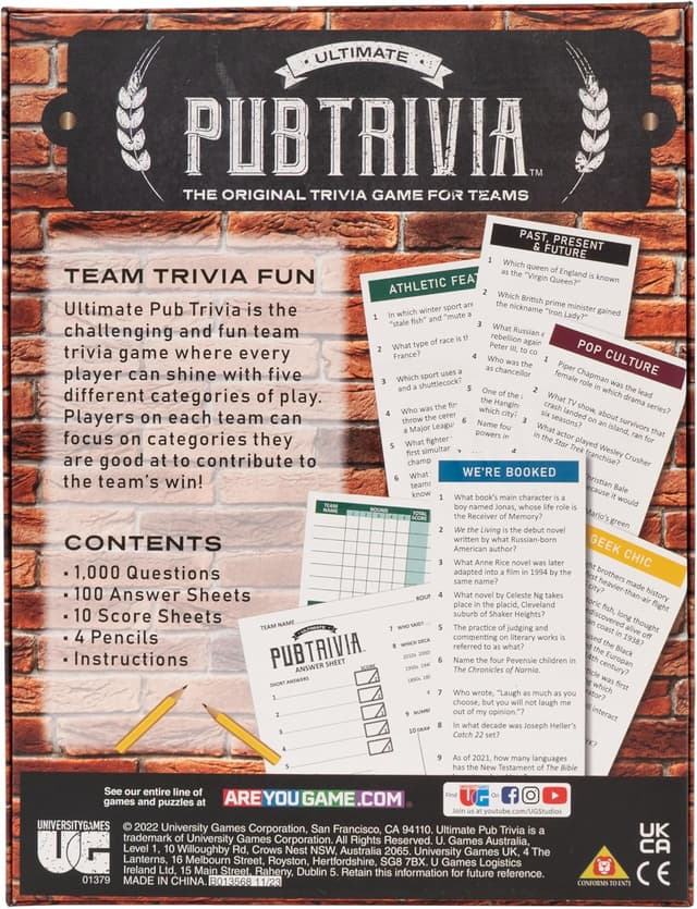 Detalle de Pub Trivia game 1,100 questions Age 12+