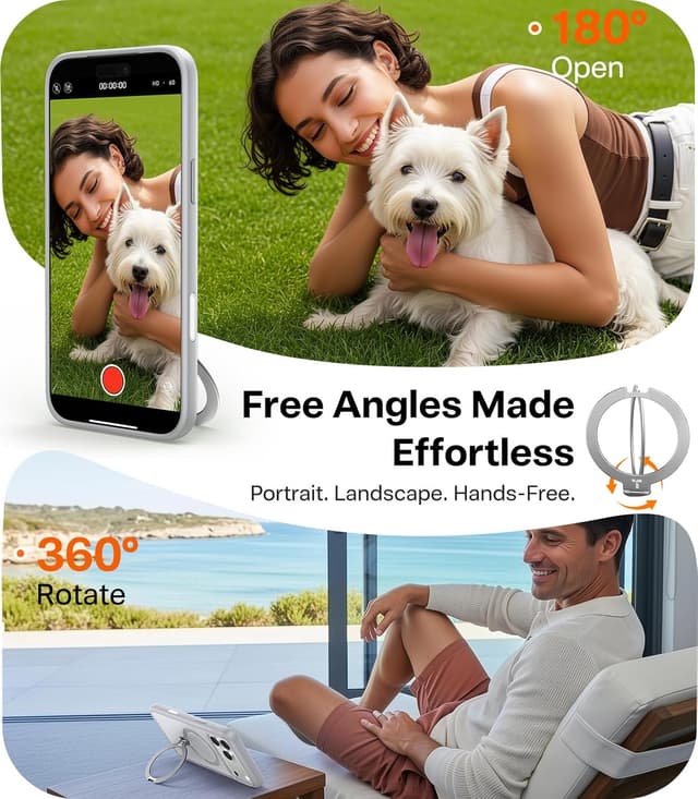 Detalle de TORRAS Q3 Spin Case for iPhone 17 Pro Max with 360° Magnetic Stand & MagSafe, Mist Grey