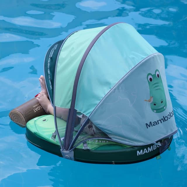 Detalle de Mambobaby Float Add Tail Baby Swim Float with Canopy (Crocodiles) — Non-Inflatable Infant Trainer