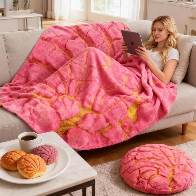 Detalle de Acteb 74-inch Pepperoni Pizza Blanket (Soft Fleece) — White Elephant Gift for Adults