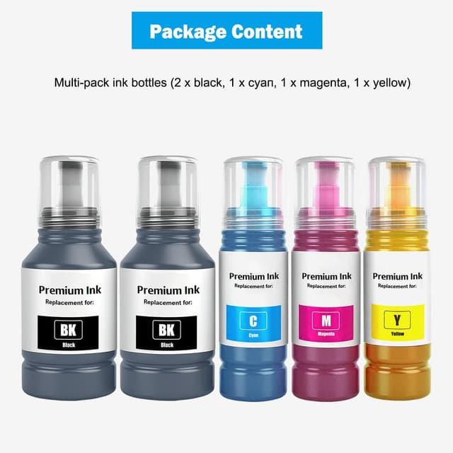 Detalle de Multipack inchiostro compatibile E102 (5-Pack, 2 Nero + Ciano/Magenta/Giallo) per stampanti serie ET-2700/ET-2850/ET-3700/ET-4750/ET-15000