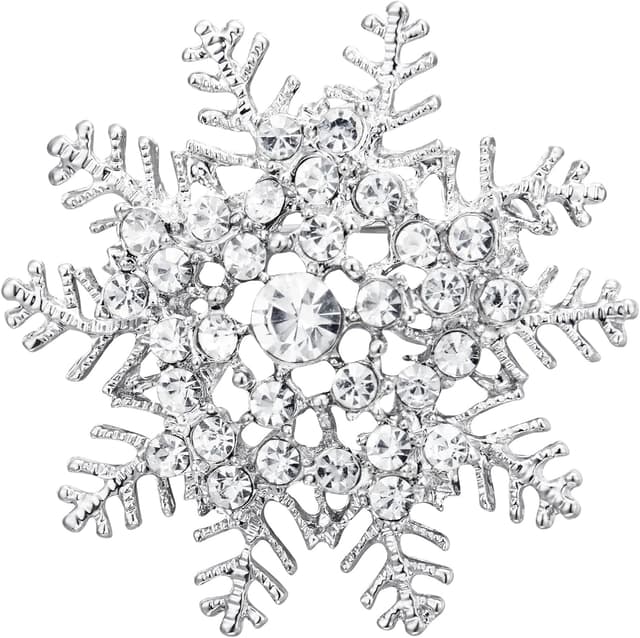 Detalle de Broche flocon de neige strass diamanté Clearine, bijou hivernal pour Noël et fêtes