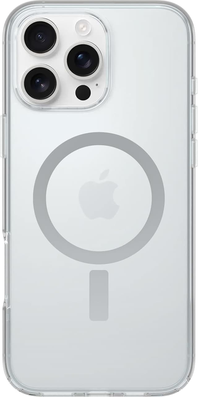 Detalle de OtterBox Symmetry Clear per iPhone 16 Pro Max con MagSafe, trasparente/giallo