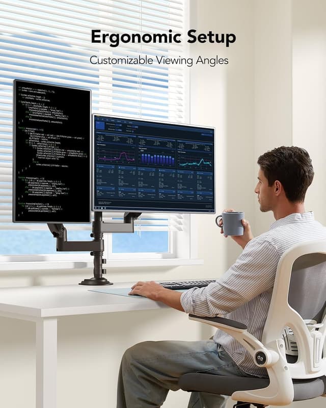 Thumbnail 4 de HUANUO Monitorhalterung 2 Monitore 13–32 Zoll