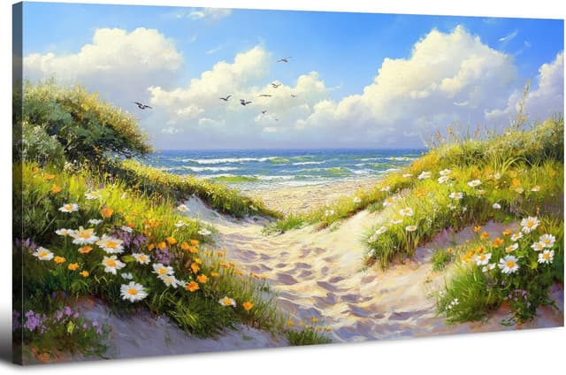 Imagen de Beach Wall Art: Wildflowers Landscape 20x40in 🖼 en OfertitasTOP