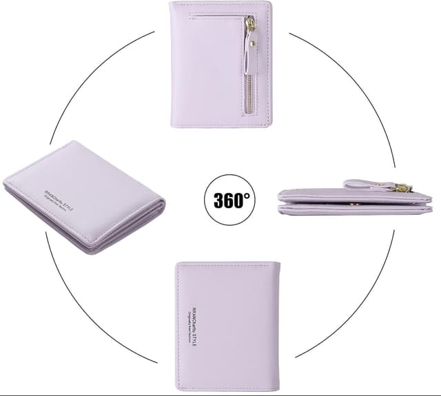 Detalle de RRANCharltu Damen Geldbörse klein aus (Kunst-)Leder mit Reißverschluss, Hellviolett