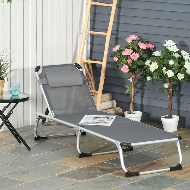 Detalle 2 de Outsunny Chaise longue pliable 165x60x76 cm