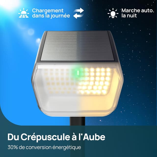 Thumbnail 2 de Linkind Lampe solaire extérieure avec 60 LED, 800 lm et lumière blanc chaud 3000K (spots pour jardin)