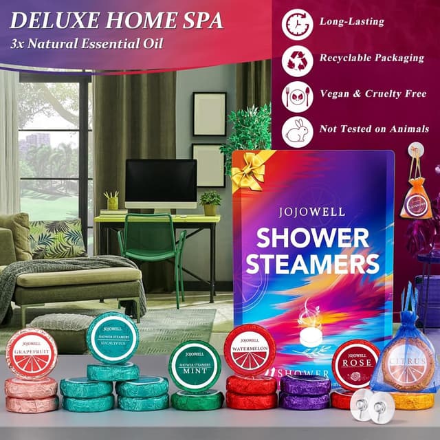 Detalle de JoJowell Shower Steamers Aromatherapy (21 pcs) Essential Oil Shower Bombs for a Home Spa