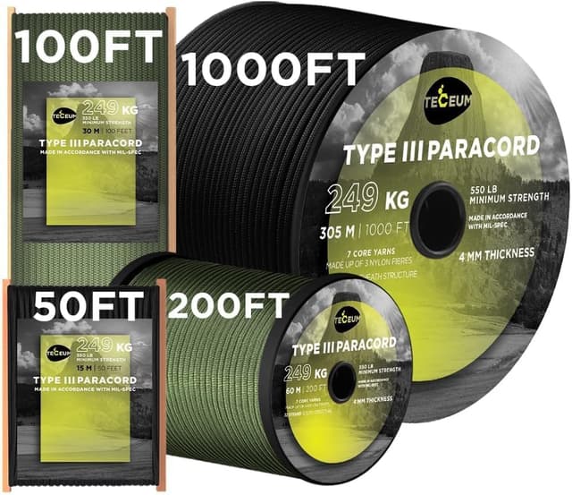 Imagen de TECEUM Paracord Type III 550 30 m, 4 mm 🪢 en OfertitasTOP