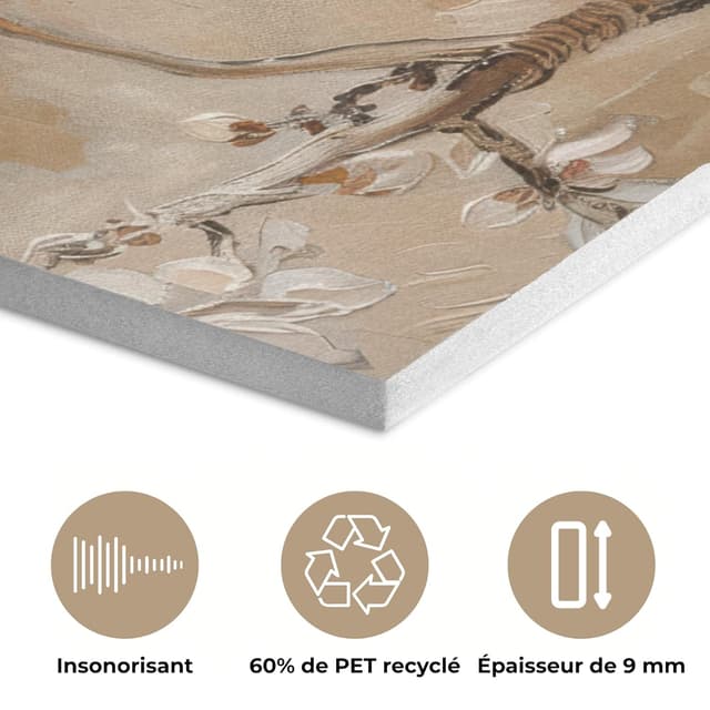 Detalle de Décoration murale en feutre 70x100 cm MuchoWow – design floral beige/blanc pour salon et chambre