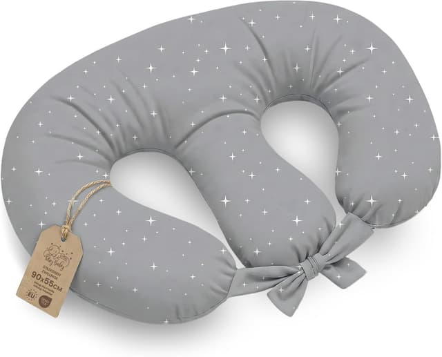 Detalle de Coussin d’allaitement Jumeaux Twins 90x50 cm : oreiller maternité ergonomique pour allaitement en tandem