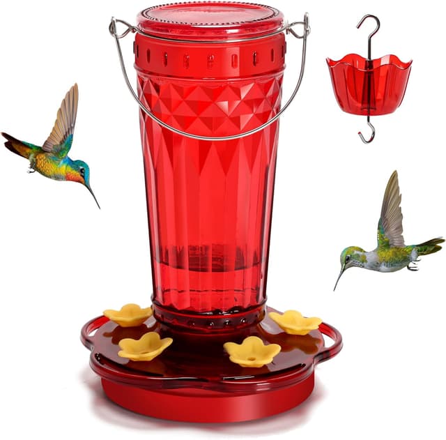 Thumbnail 6 de Zamelane Glass Hummingbird Feeders (2-Pack, 14 oz) with 5 Feeding Ports and Ant Moat