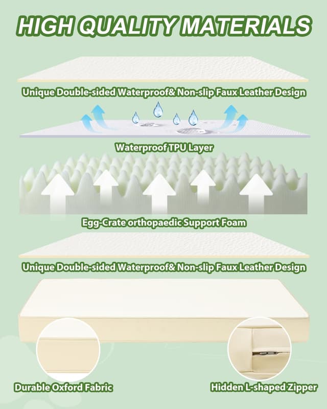 Detalle 1 de Favodormir Waterproof Dog Bed for Crate with 7cm Orthopedic Foam Mattress (88x55x7cm) – Beige