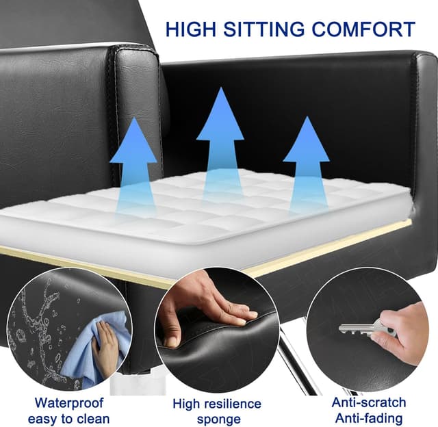 Detalle de Hairdresser Barber Salon Chair (Black) with Heavy-Duty Hydraulic Pump, 360° Swivel, 330 Lbs Capacity