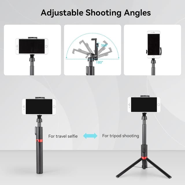 Detalle de SMALLRIG 3375B Trépied Selfie Stick 2 en 1 51”/130 cm avec Bluetooth et télécommande