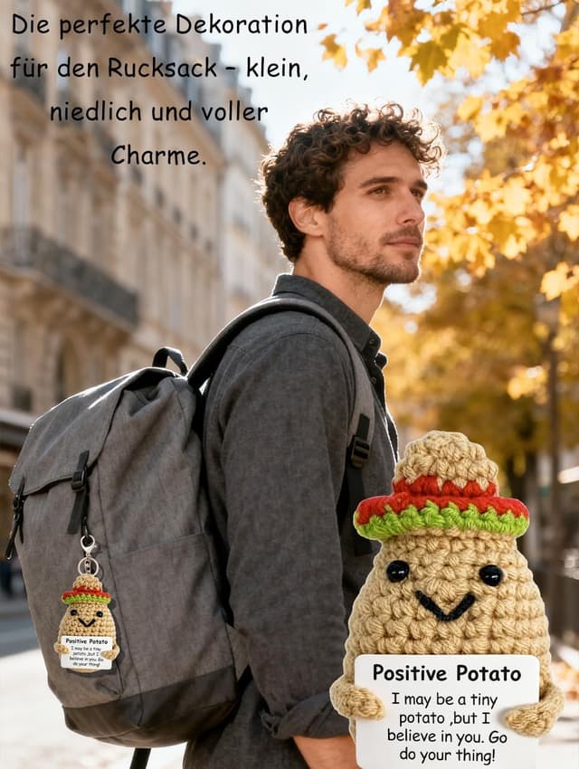 Detalle de MLZTINGR handgefertigter mexikanische Kartoffel Schlüsselanhänger aus Baumwollgarn