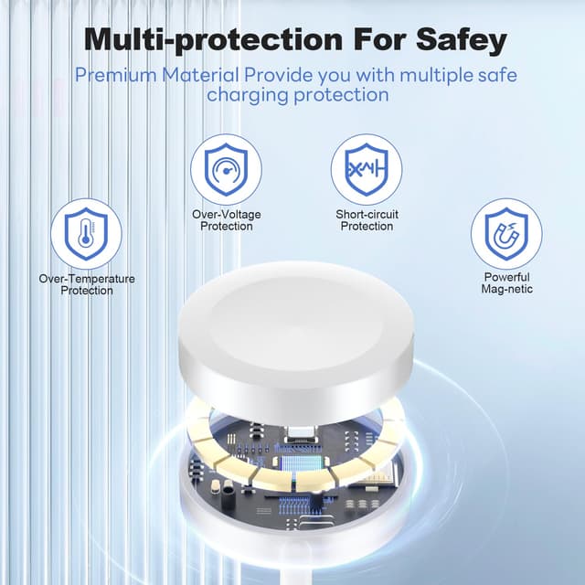 Detalle 2 de WeiShip USB‑C Apple Watch Charger Cable (2‑Pack, magnetic, 3ft + 3ft/white) for Series 1–11, SE & Ultra