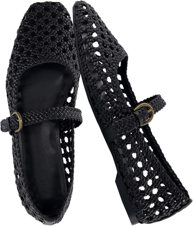 Detalle de CUSHIONAIRE Weston Women’s Mary Jane Ballet Flats with Adjustable Ankle Strap
