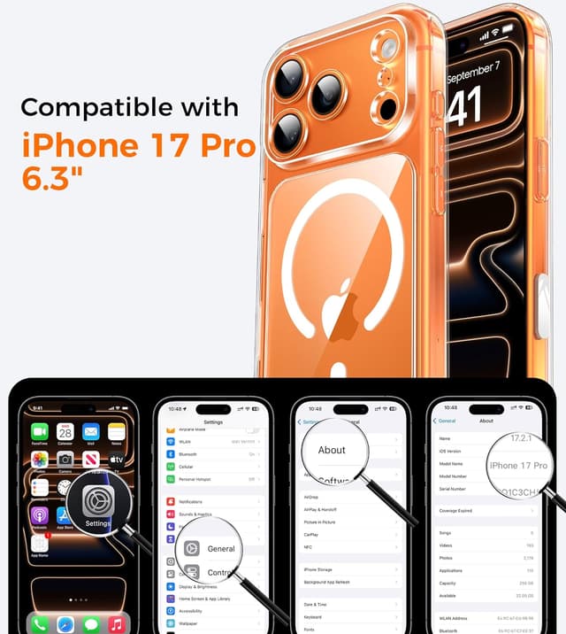 Detalle 2 de Coque Guisessy 3 en 1 magnétique pour iPhone 17 Pro (6,3 pouces) compatible MagSafe