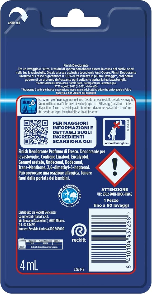 Detalle 2 de Finish Deo Odorstop – Additivo per lavastoviglie contro i cattivi odori