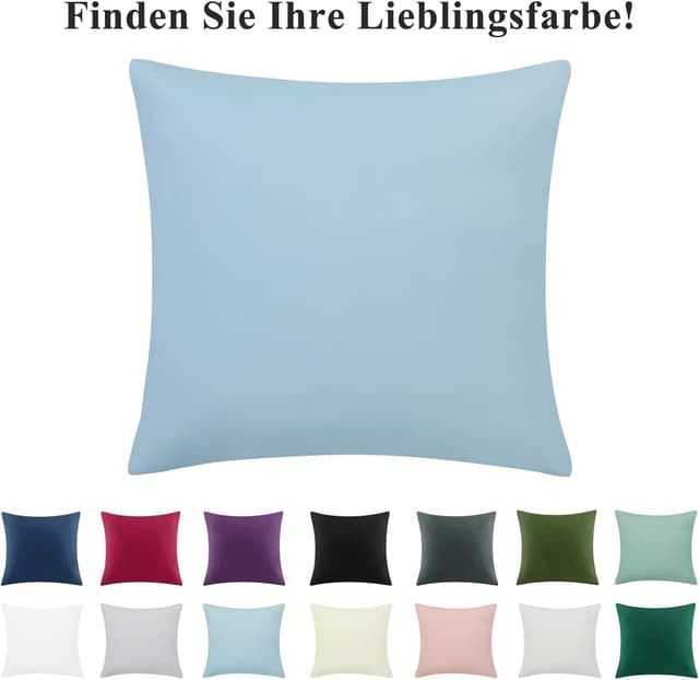 Thumbnail 6 de Aisbo Kissenbezug 80x80 im 2er-Set (Hellblau) aus Mikrofaser mit Reißverschluss