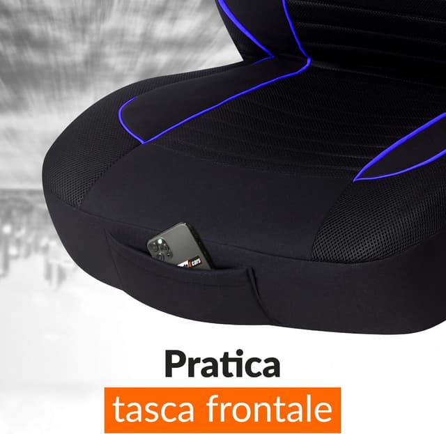 Detalle 2 de Upgrade4cars Copri-sedili Auto Universale Nero Blu – set coprisedili anteriori e posteriori