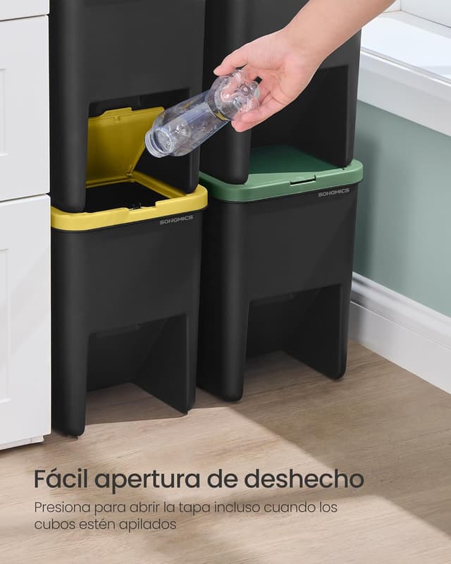 Thumbnail 3 de SONGMICS Cubo de Basura 4 Unidades 20 L apilables color amarillo azul marrón verde