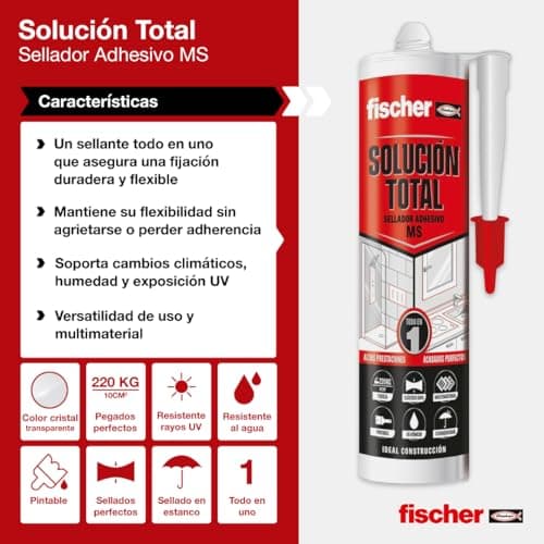 Thumbnail 7 de fischer Solución Total Cristal 290 ml sellador transparente para construcción