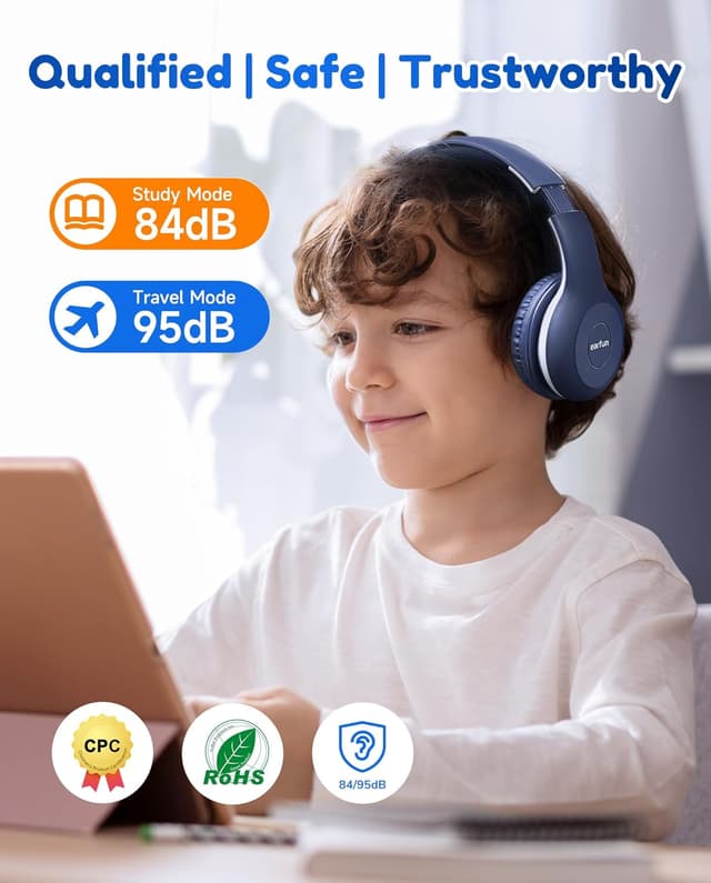 Detalle de EarFun Kinder-Kopfhörer Bluetooth 40 Std Akku