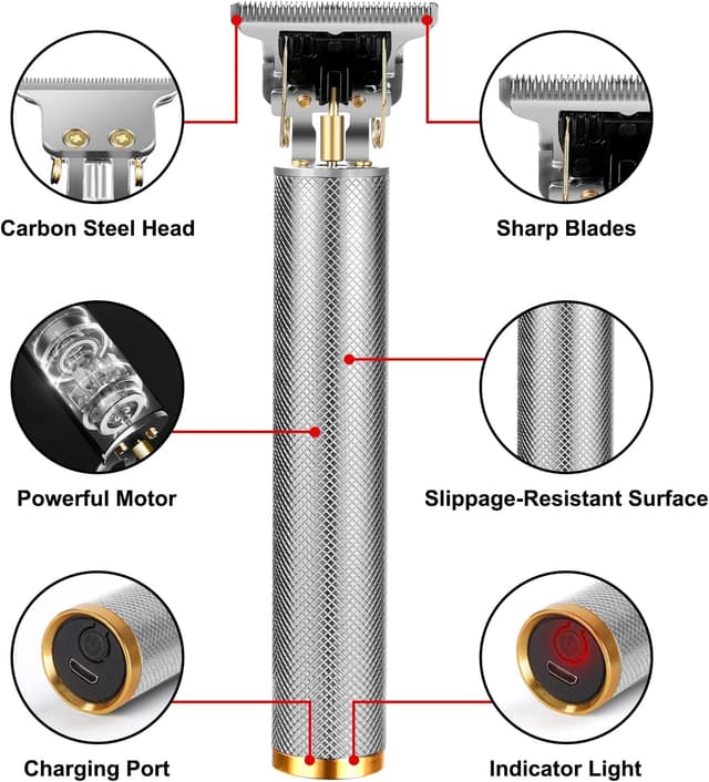 Detalle de URAQT Tondeuse cheveux et barbe sans fil rechargeable (argent) – kit homme électrique
