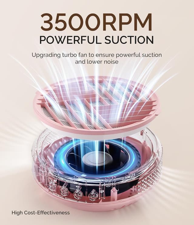 Detalle de MelodySusie tragbarer Nagelstaubsauger SProR (bis zu 5 Stunden Laufzeit, 3 Saugmodi) – rosa